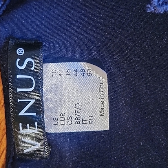 Venus Women's Navy Blue Guipure Lace Tiered Maxi - Picture 8 of 9